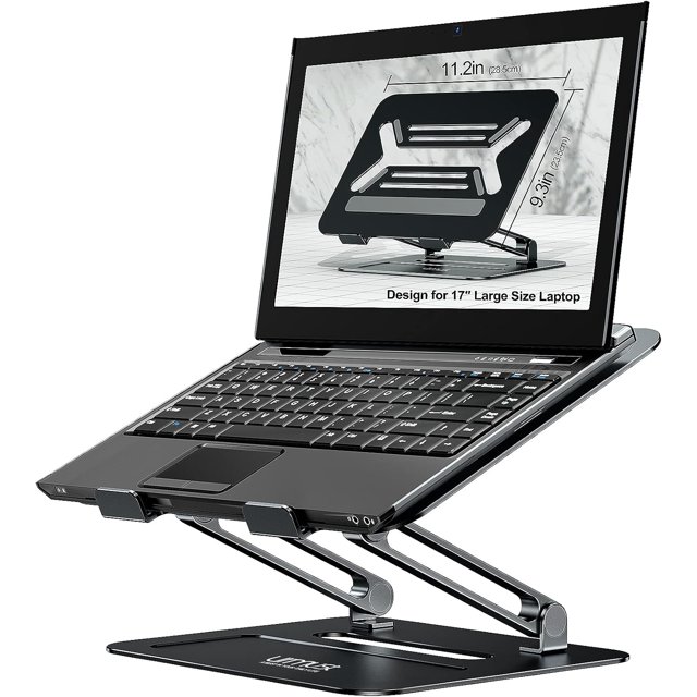 Adjustable Laptop Stand Ergonomic with Rotating Base Foldable & Portable Laptop Riser Compatible with MacBook Dell HP Lenovo and Other Laptops (Silver)