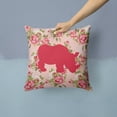 thumbnail image 2 of Rhinoceros Shabby Chic Pink Roses Fabric Decorative Pillow, 2 of 4