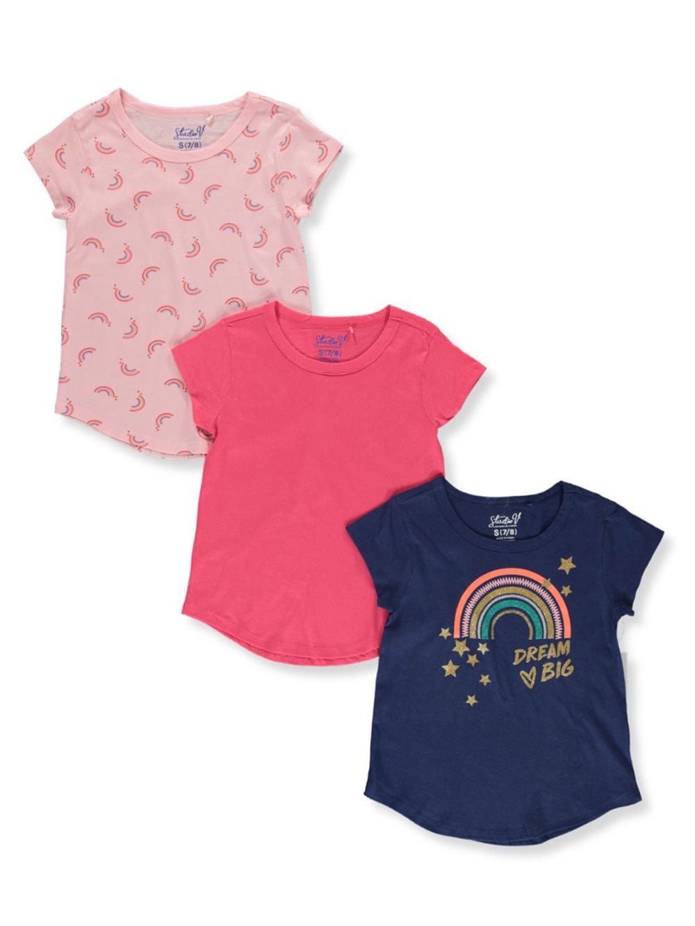 Studio V Girls' 3Pack TShirts pink/multi, 10 (Big Girls)