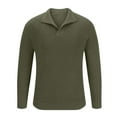 thumbnail image 4 of Lovskoo Men's Sweaters Pullover Stand Collar Elastic Solid Color Knit Tops Long Sleeve Sweater Olive Green, 4 of 5
