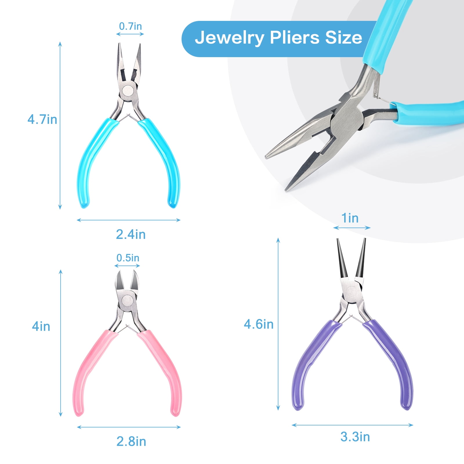 iWork 3pc Pliers Set DIY Jewelry Tool Nose Pliers Craft Making Pliers Tools Value Pack