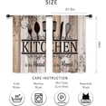 thumbnail image 2 of Retro Farmhouse Kitchen Curtains Short Small Funny Quotes Rustic Wooden Plank Knife and Spoon Rod Pocket Vintage Brown Country Bedroom Living Room Treatment Fabric 2 Panels 27.5Wx39H Inch, 2 of 6