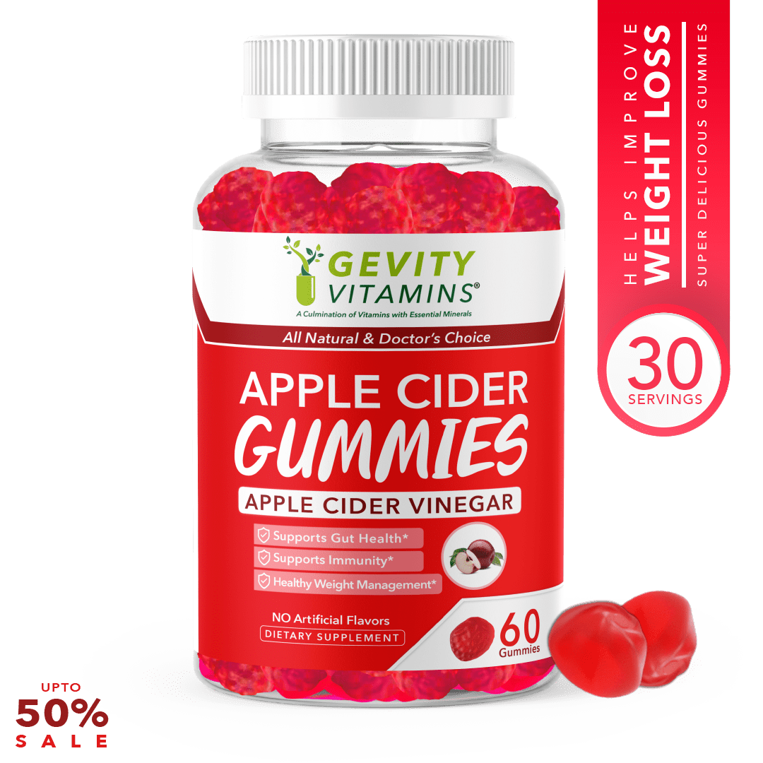 Pure Apple Cider Vinegar Gummies by Gevity Vitamins, 60 Ct ACV Improves