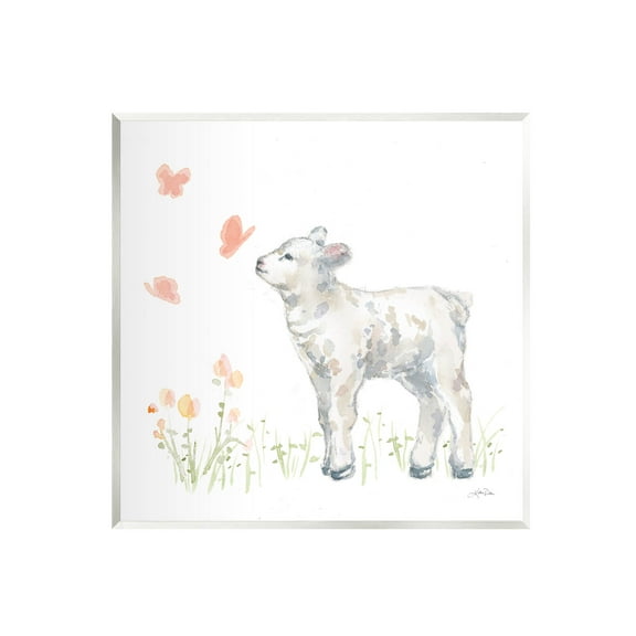 Stupell Industries Sweet Baby Lamb Butterfly Meadow Graphic Art Unframed Art Print Wall Art, Design by Katrina Pete