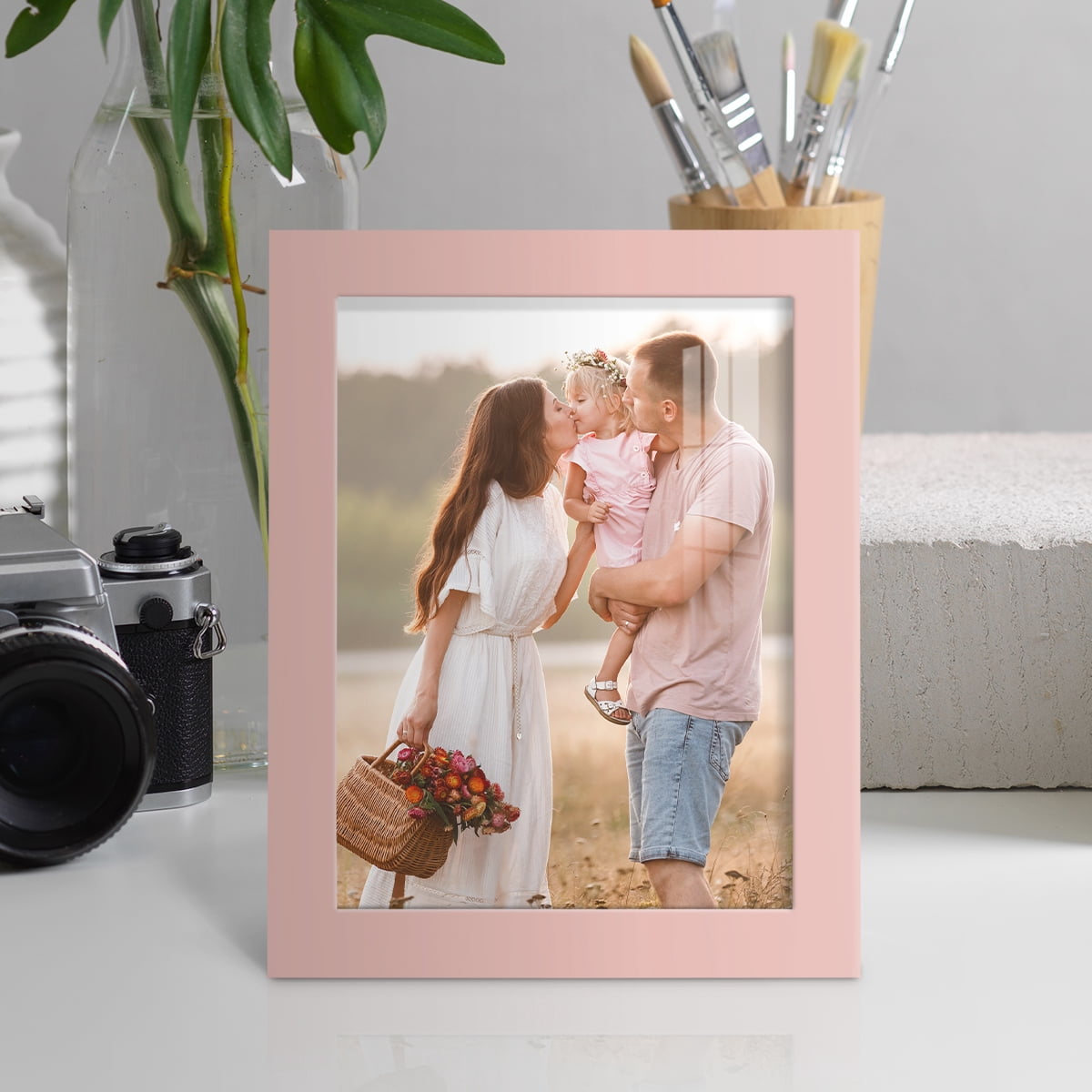 Modern Real Wood 6x8 inch Picture Frame in Pink