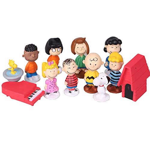 Peanuts Movie Classic Characters Toy Figure Set of 12pc with One Jumbo Egg Snoopy Woodstock Dog House Linus Charlie and More