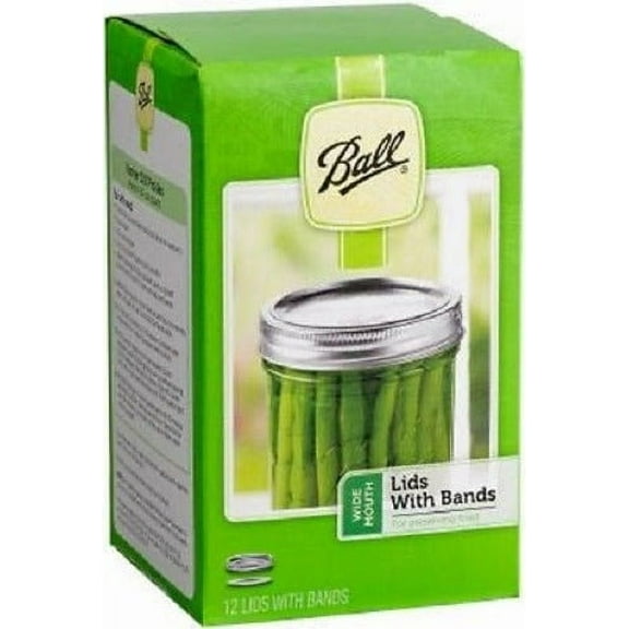 Ball 40000ZFP 12-Pack of Wide Mouth Canning Jar Lids With Bands - Quantity of 3