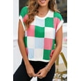 thumbnail image 6 of Women's Dark Green Color Block Cap Sleeve Sweater - Edgy and Elegant Style | (US 20-22)2XL, 6 of 12