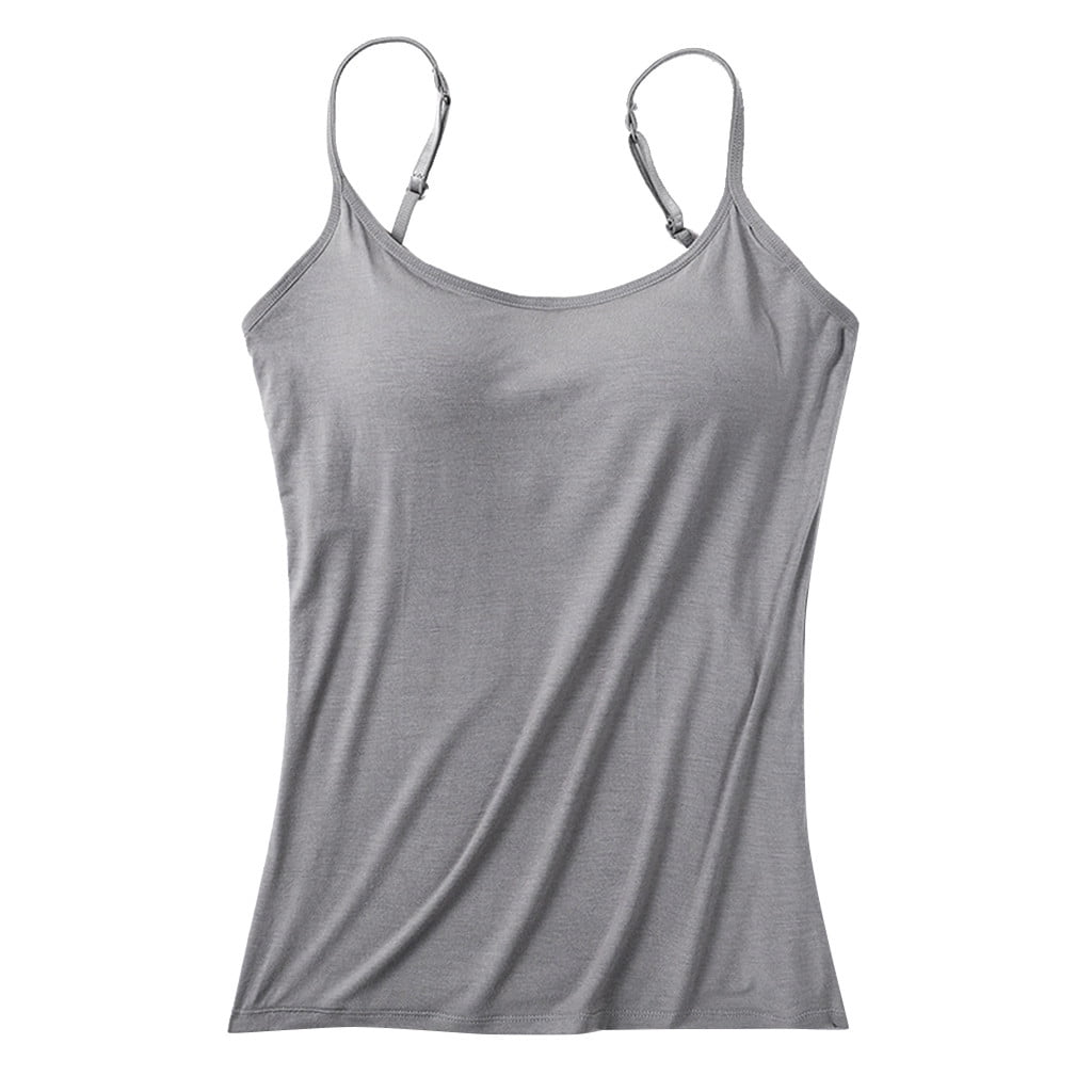 ICHUANYI Women's Camisole Tops with Built in Bra Neck Vest Padded