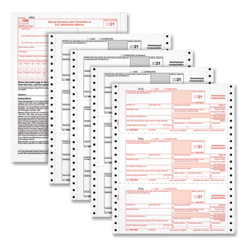 "Four-Part 1099-Nec Continuous Tax Forms, 8.5 X 11, 2/page, 24/pack | Bundle of 10 Packs"