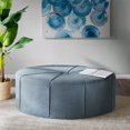 thumbnail image 1 of Madison Park Ferris Coffee Table Oval-Solid Wood, Polyester Fabric Modern Style Large Ottoman, Blue, 1 of 2