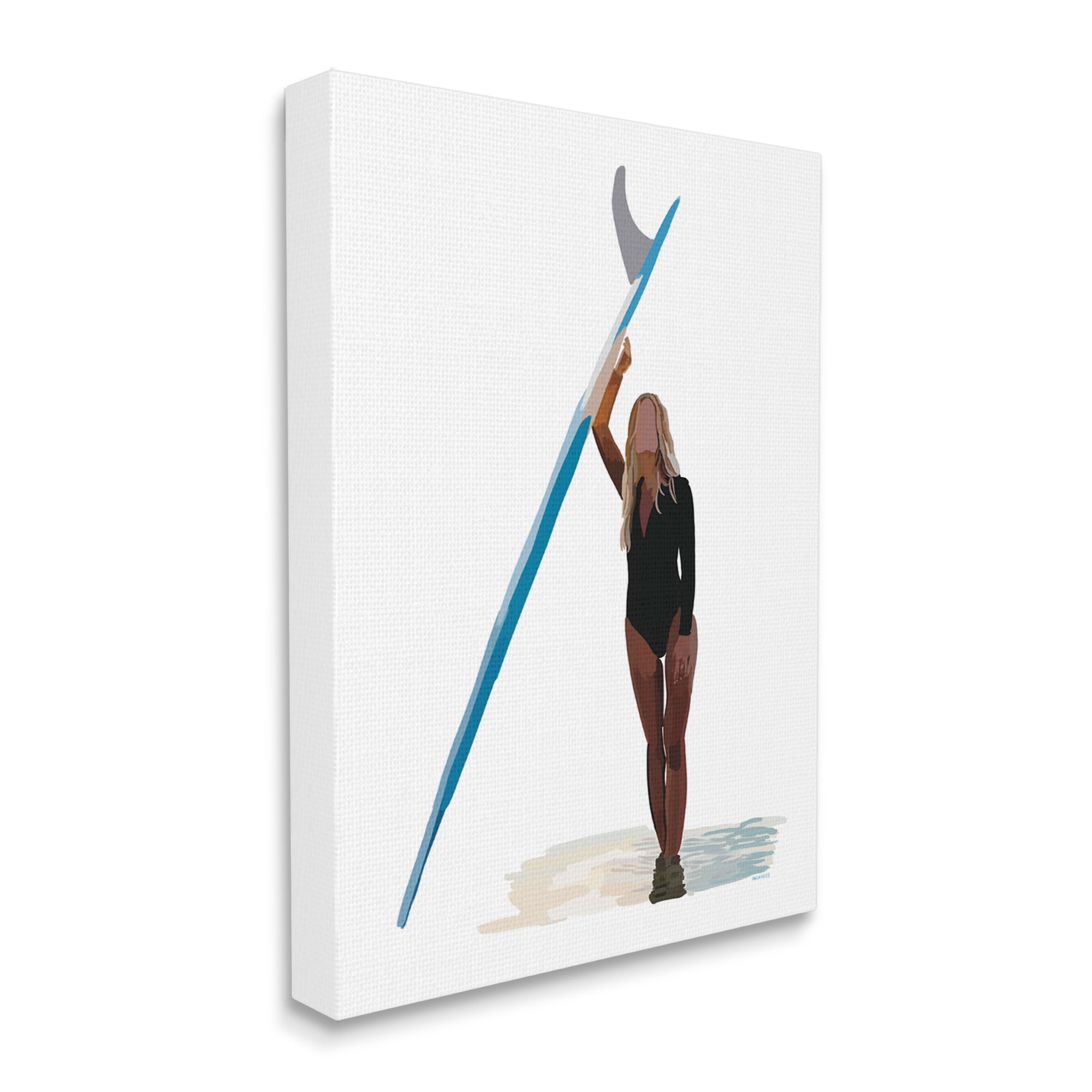 Stupell Industries Athletic Surfing Girl Ocean Beach Summer Sport Graphic Art Gallery Wrapped Canvas Print Wall Art, Design by Amelia Noyes