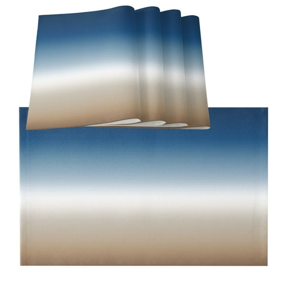 Navy Blue Beige Ombre Cream Placemats for Dinning Table Set of 6,Modern Abstract Art Aesthetics Burlap Kitchen Place Mats Waterproof Cloth Table Mats,Indoor Outdoor Placemats Easy Clean Dinner Decor