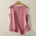 thumbnail image 3 of Women's Cotton Linen Tank Tops Button Down V Neck Sleeveless T Shirt Soft Solid Color Slim Fit Retro Tops, 3 of 7