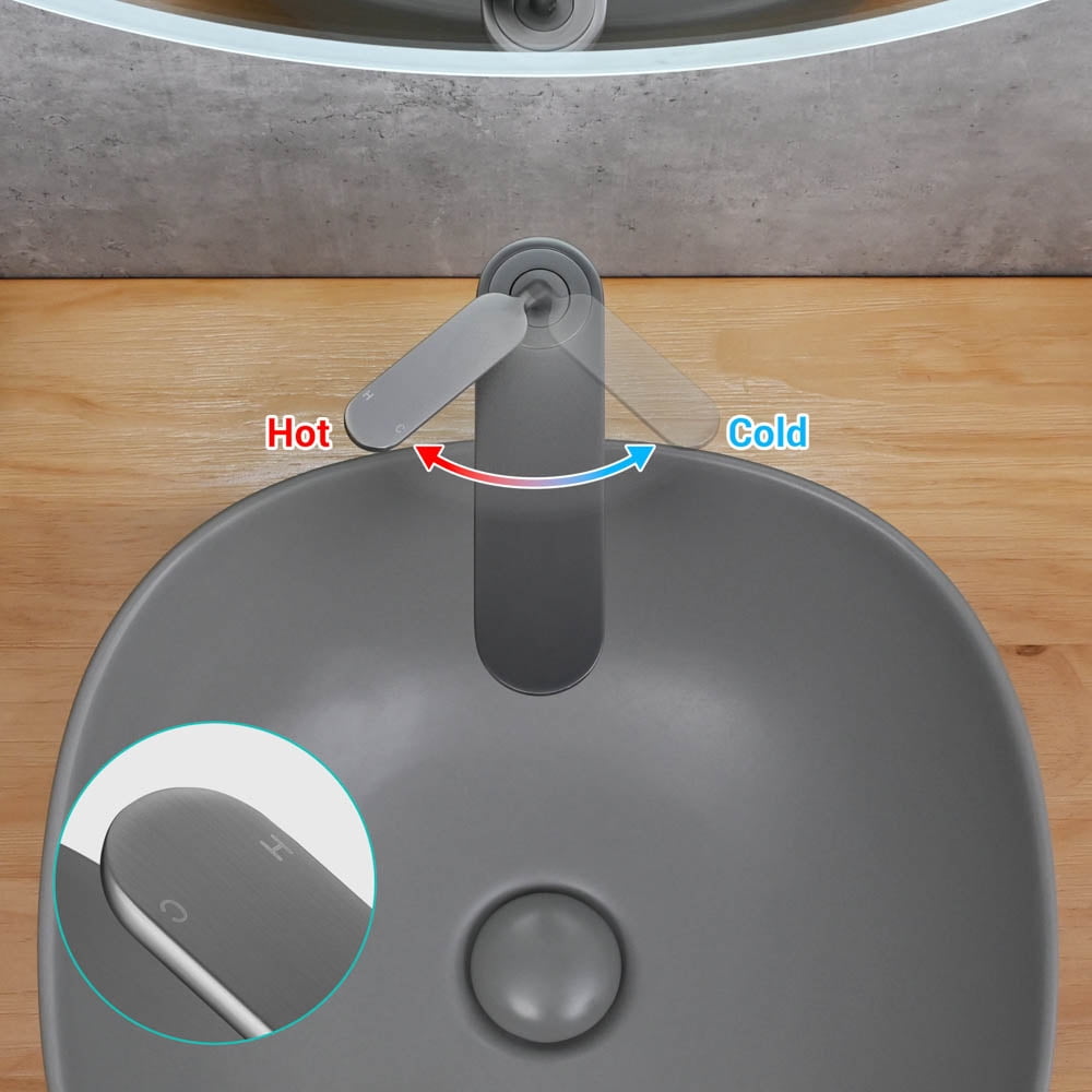 Aquaterior Single Handle Bathroom Vessel Sink Faucet Rv Lavatory Vanity Sink Mixer Tap Grey (CUPC NSF CEC)