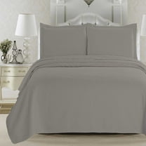 Great Bay Home Herringbone Stitch All-Season Reversible Quilt Set With Sham (Twin, Mushroom Grey)