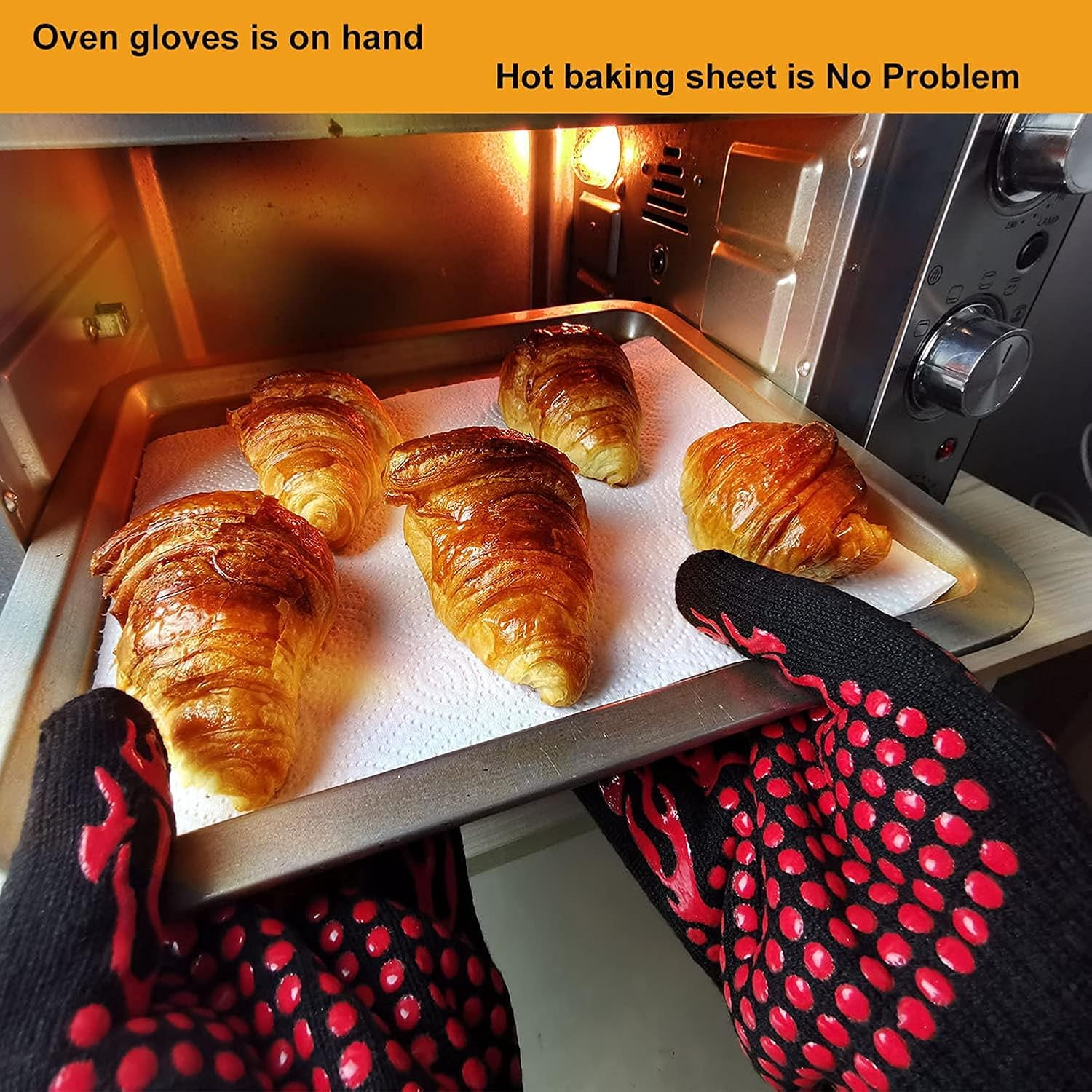 Jtbuh XLY Oven Mitts Heat Resistant BBQ Proof Glove 11Inch 1472℉ Grill Glove Proof Heat for Women Men BBQ Gloves Gift Set Cooking Gloves for Cooking, Grilling, Baking, Welding (White Blue)