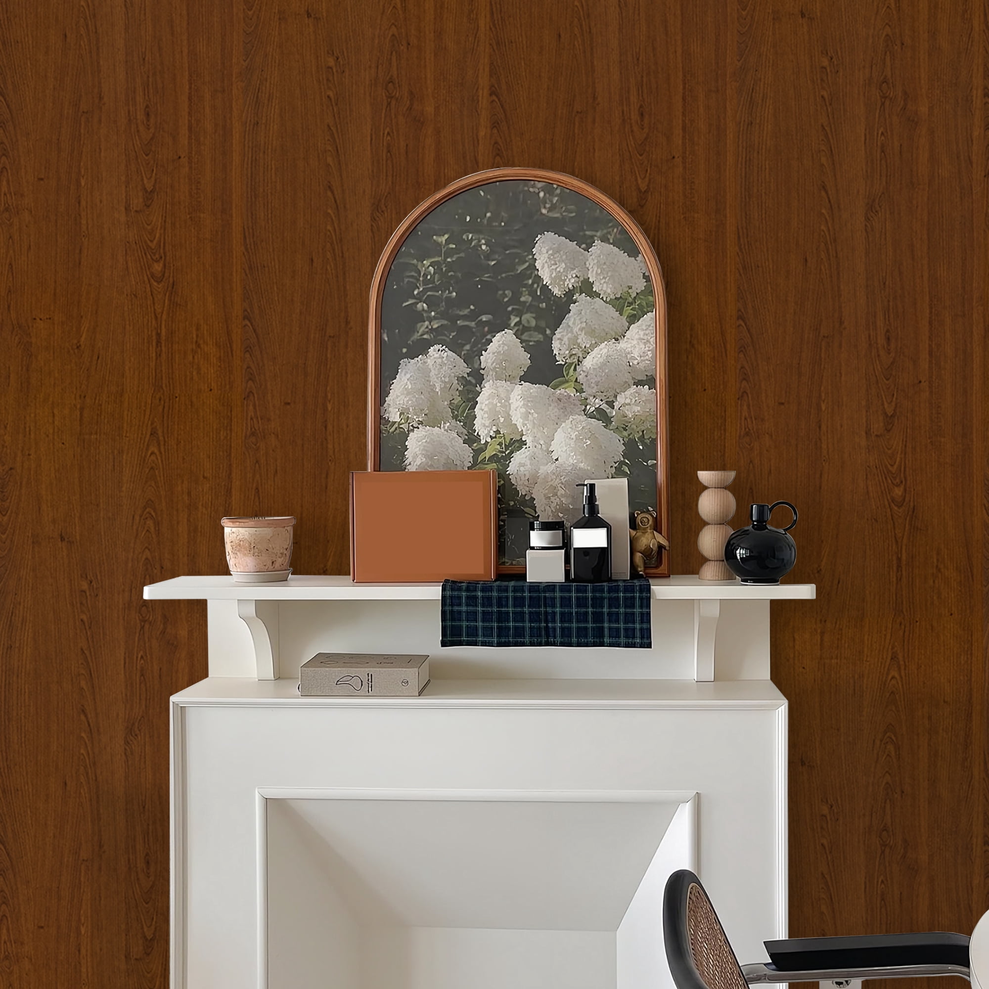 Abyssaly Wood Peel and Stick Wallpaper 15.7" × 118.1" Chestnut Woodgrain Removable Self-Adhesive Vinyl Wall Paper for Home Decor