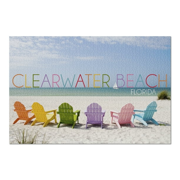 Clearwater Beach Florida Colorful Chairs 20x30 Premium 1000 Piece Jigsaw Puzzle Made In Usa Com 1000 Piece Jigsaw Puzzle, Patio Furniture Clearwater Florida