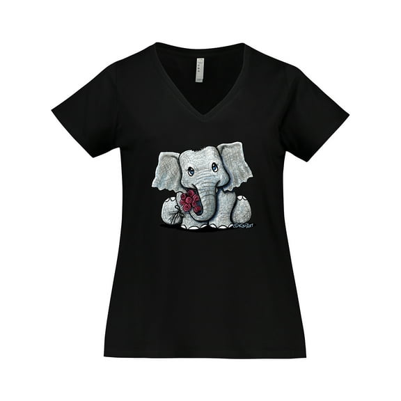 Inktastic Kiniart Elephant Women's Plus Size V-Neck T-Shirt