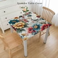 thumbnail image 2 of nygtbtfer Vintage Floral Tablecloth Fitted Table Cover for Tables Wipeable Elastic Table Cloth for Outdoor Picnic Camping Dining Party, Rainbow Color Garden Blossom, 2 of 7