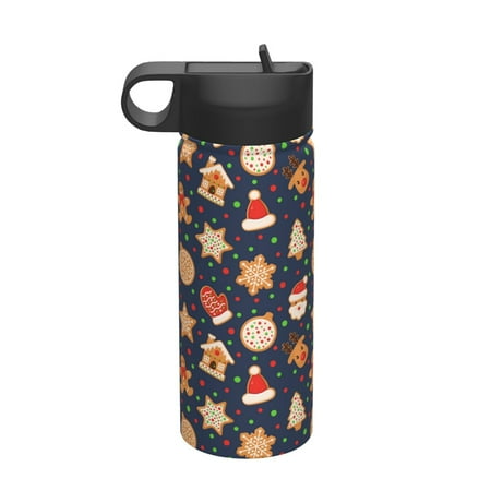 

Uemuo Holiday Gingerbreads Print 18oz Sports Insulated Kettle Water Bottle Outdoor Sports Bottle Insulated Hydration Bottle with Handle & Flip Straw