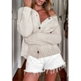 thumbnail image 5 of Women’s Button Down Cardigan Sweaters Open Front Cable Knit Off Shoulder Long Sleeve Baggy Crop Outwear, 5 of 8