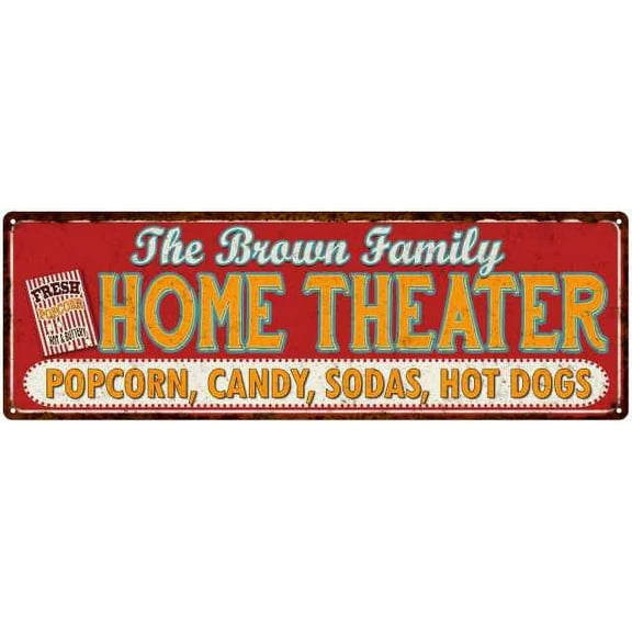 The BROWN Family Home Theater Sign Gift 6x18 Metal Movies Decor 106180100004