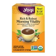 Yogi Tea Rich & Robust Morning Vitality, Puerh Tea, Wellness Tea Bags, 1 Box of 16