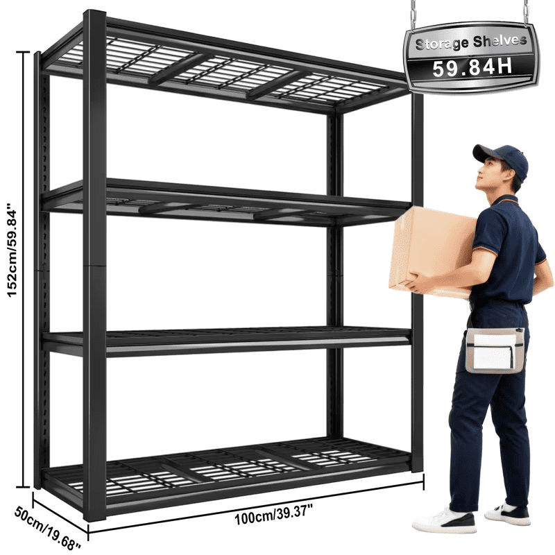 AISWORD 4-Tier Heavy Duty Garage Storage Shelves,2240 LBS Capacity Adjustable Metal Shelving Unit,Utility Rack for Warehouse,Pantry & Closet,40"W x 20"D x 60"H