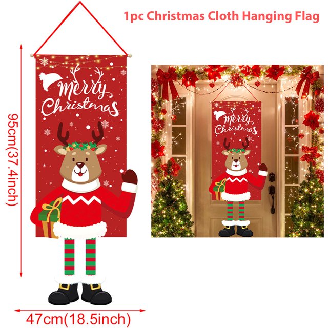 Bandera colgante navideña para puerta de porche, adornos navideños para el hogar 2024, regalos navideños, decoración de Año Nuevo 2025