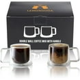 thumbnail image 2 of Double Walled Glass Coffee Drink Mug with Handle - Set of 2 - 8.5oz, 2 of 6