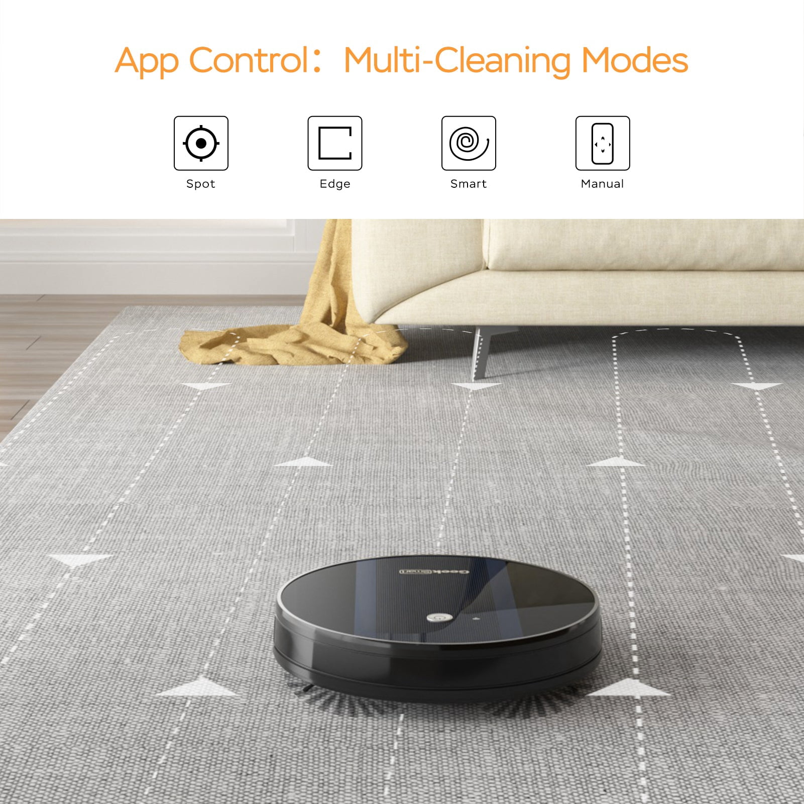 Geek Smart G6 Robot Vacuum Cleaner, Ultra-Thin, 1800Pa Strong Suction, Automatic Self-Charging, Wi-Fi Connect, App Control, Great for Hard Floors to Carpets
