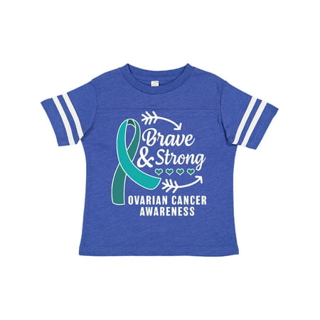 

Inktastic Ovarian Cancer Awareness Brave and Strong with Arrows Gift Toddler Boy or Toddler Girl T-Shirt