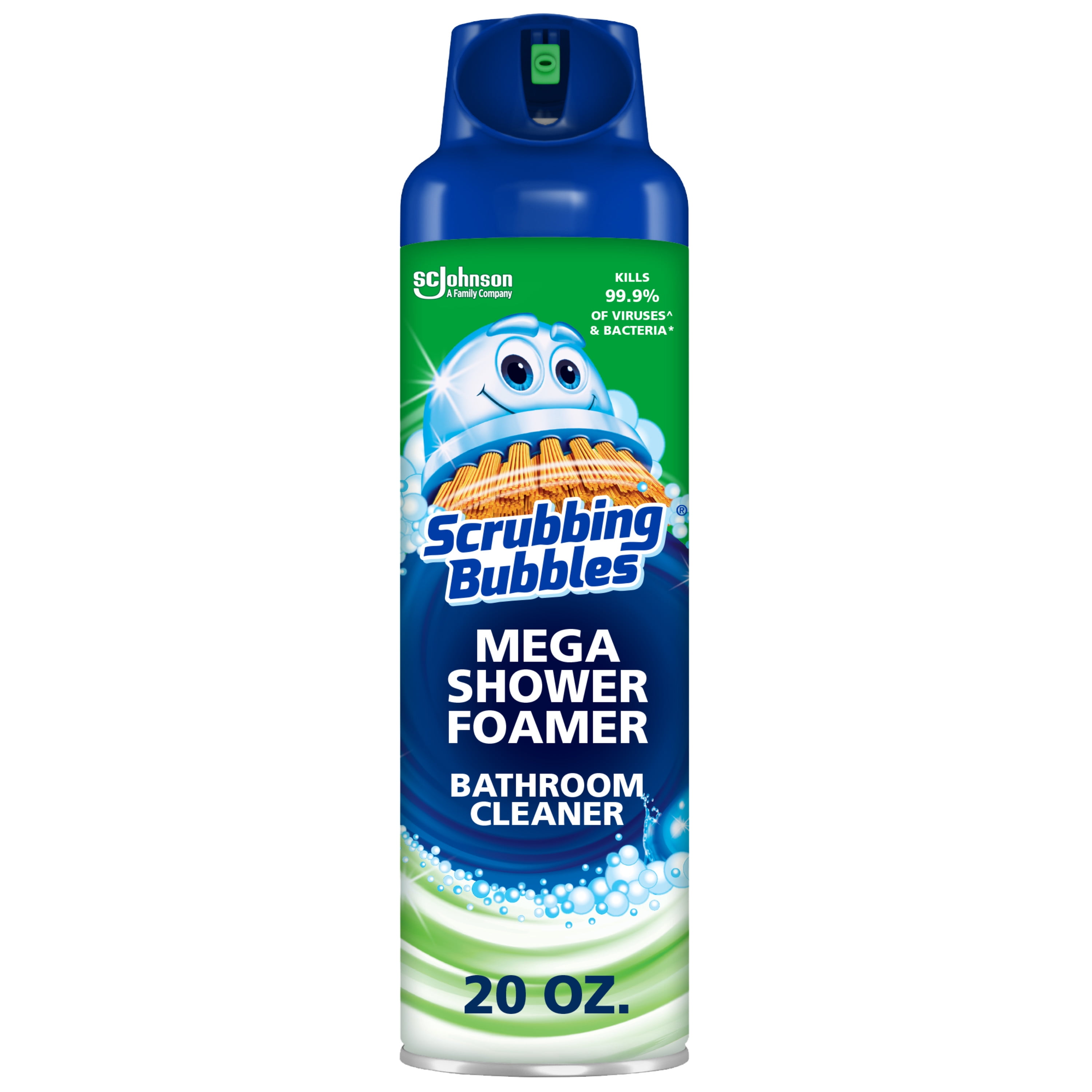 Scrubbing Bubbles Mega Shower Foamer Aerosol, Tough Foaming Bathroom, Tile, Bathtub and Disinfectant Shower Cleaner (1 Aerosol Spray), Rainshower Scent, 20 Oz