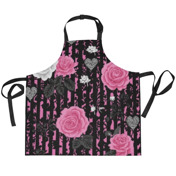 BZSMCE Chef Kitchen Apron 2 Pockets In Edgy Pink Rose Printed