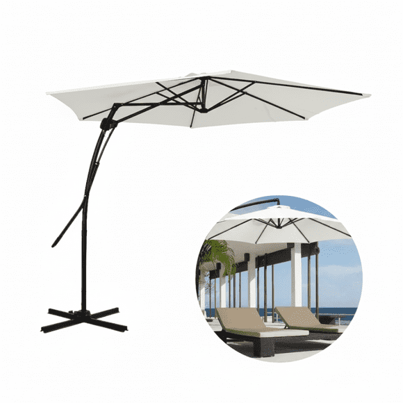 Sombrilla Lateral Tipo Cantilever para Jardín y Terraza | Parasol Exterior con Base Cruzada