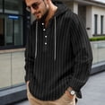 thumbnail image 3 of Kureaily Casual Striped Hooded T Shirt Long Sleeve Pullover Comfortable Streetwear Top For Daily Wear Casual Button Down Washed T-Shirts, 3 of 5