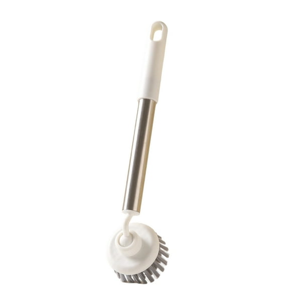 Cepillo de limpieza de ollas de mango largo con cabezal giratorio de 360 grados, cepillo de cerdas suaves grandes para fregar utensilios de cocina, azulejos, duchas y bañeras. Estropajo ergonómico de