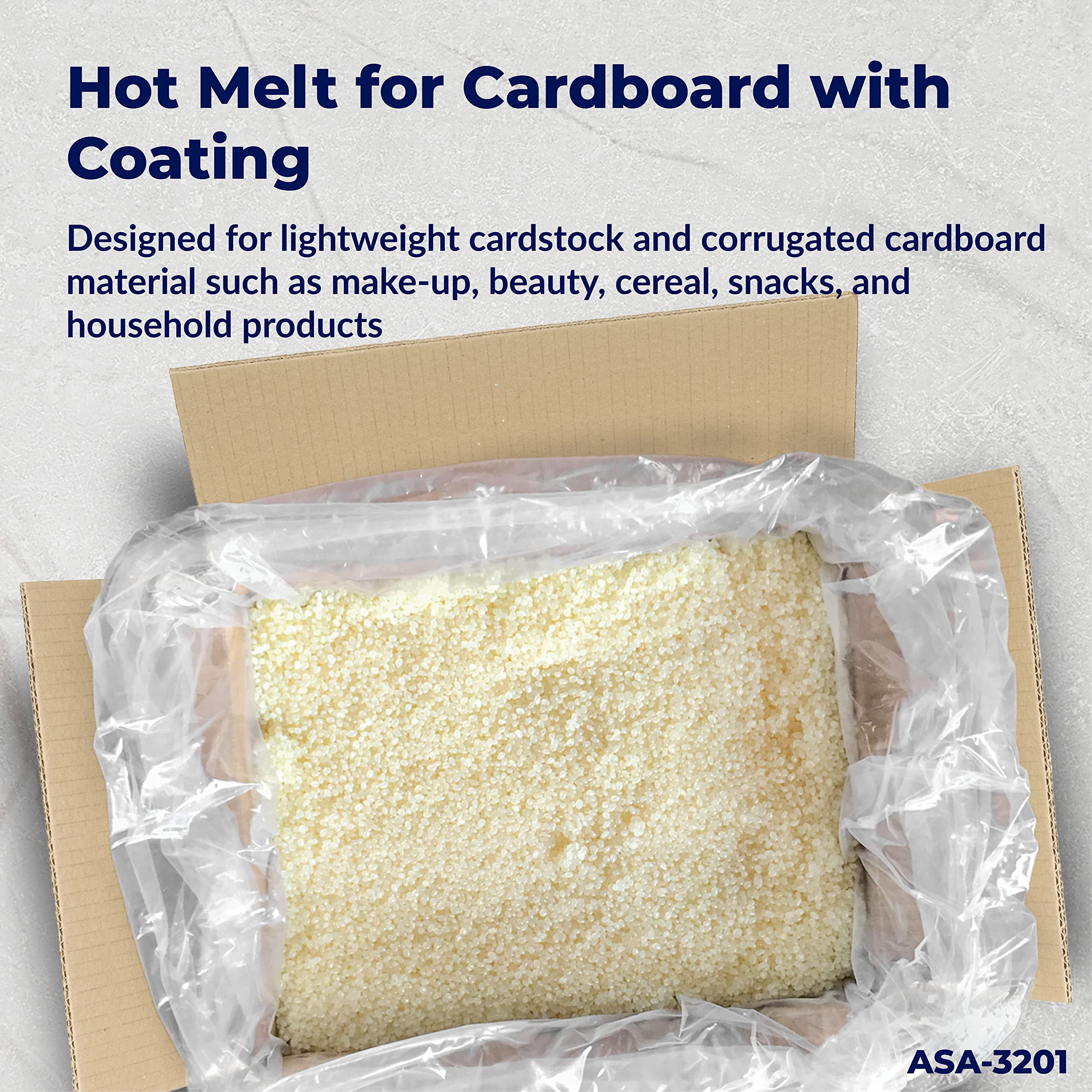 ASA Hot Melt Glue Pellets for Corrugated Material. Binds to Glossy Substrates | 40 lbs
