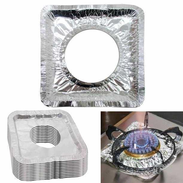 12 Pc Aluminum Foil Square Gas Range Burner Disposable Drip Pan Stove