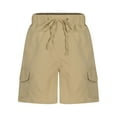 thumbnail image 4 of CheerKidz Women Workwear Shorts Summer Casual Chino Shorts High Waisted Solid Color Shorts Dressy Wide Leg Shorts with Pockets(Khaki,XXL), 4 of 6
