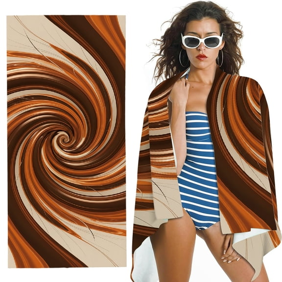 RKSupls Oversized Microfiber Beach Towel - Abstract Orange White Line Print, Ultra-Soft Microfiber for Bathroom, beach, Soft Super Absorbent- 30x60 in