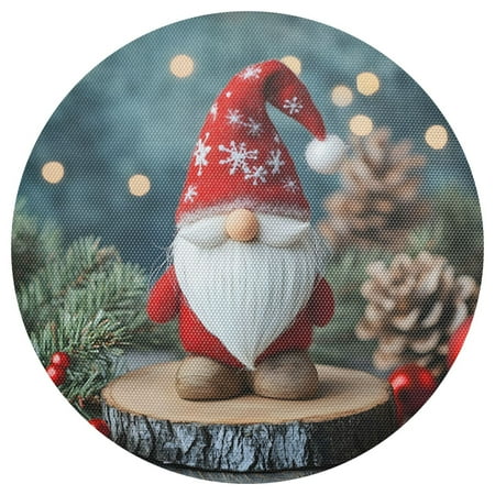 

Ryvnso Funny Gnome Christmas Round Plate Mats Dining Table Placemat 1 Piece for Holiday Decoration