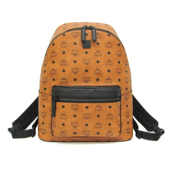 Pre-Owned MCM Visetos MMKCSVE01C0001 Women,Men Leather Backpack Black,Brown (Good)