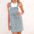 thumbnail image 3 of WILLBEST Robes Froncées pour Femmes Robe Décontractée en Denim Robe Mini Robe en Denim Décontractée Moderne Extérieure Quotidienne Bretelles Spaghetti Poche Sans Manches Jupe en Denim une Pièce, 3 of 7