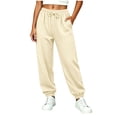 thumbnail image 6 of Teen Girls Waffle Knit Sweatpants High Waisted Lounge Pants with Pockets Drawstring Elastic Cuff Comfortable Loose Joggers for Casual Sleepwear, 6 of 8