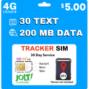 Jolt Mobile $5 AT&T 4G LTE GSM SIM Card for GPS Trackers | Pet Senior Kid Car Tracking Device | 3 in 1 Simcard - Standard Micro Nano | No Contract | US 30 Days Plan
