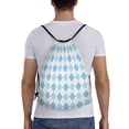 thumbnail image 2 of Easygdp Blue and White Squares Drawstring Backpack, Beach Sackpack, Travel Sackpack Lightweight for Sports, Gym, Travel, Swimming - Medium, 2 of 9