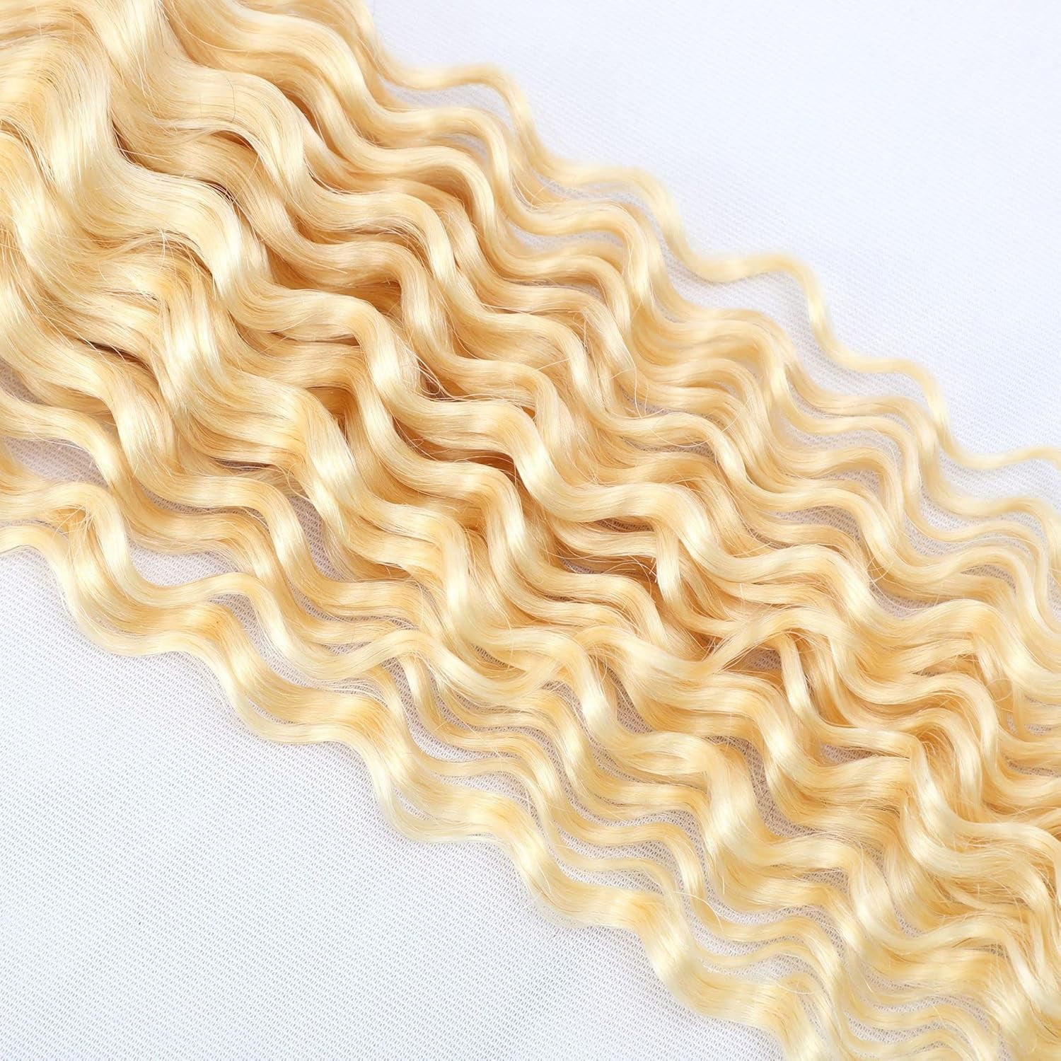 Aorsher Blonde Weft Hair Extensions, Body Wave Virgin Human Hair Bundles, 20inch Single Hair Bundles Full Thick Long Curly Weave Hairpiece Bundle for Women